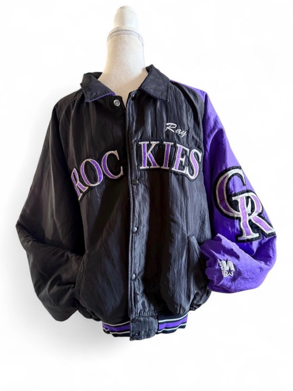 Vintage rare STARTER Black & Purple Rockies Colorado Varsity Jacket